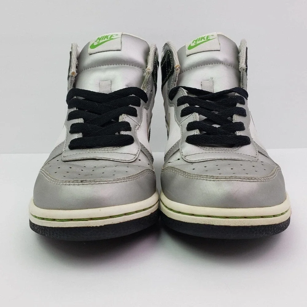 Nike Big Nike High LE Womens Size 9 Silver Black White Sneaker Shoes 358858-103